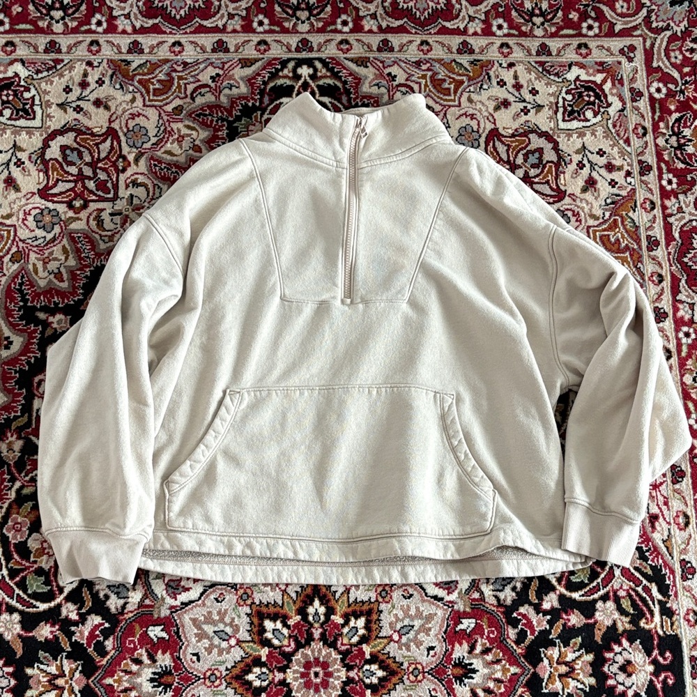 Old Navy Women's Cream Quarter-Zip Sweater